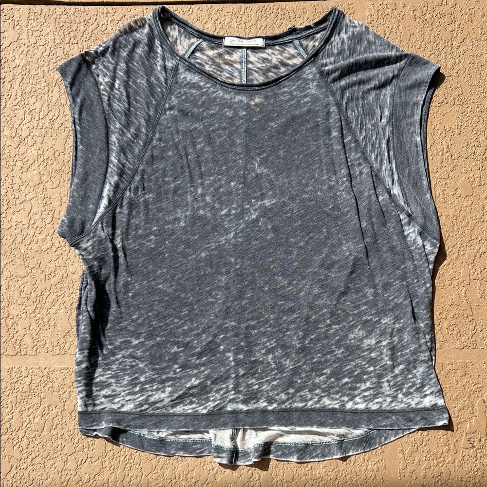 We The Free Oversized Gray Sleeveless Burnout Muscle Tee